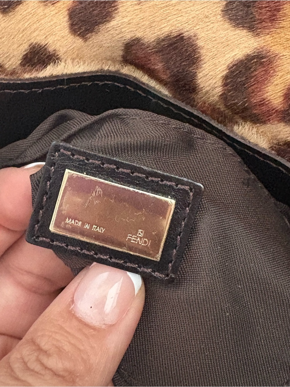 Fendi Leopard Print Shoulder Bag - Black Trim - Picture 3 of 7